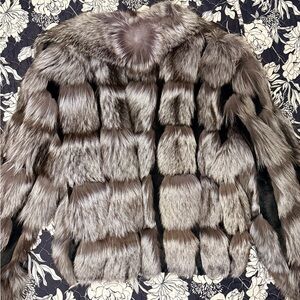 Elegant silver fox  & mink Fur Coat